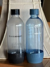 Soda Stream Bottle 1 Liter Replacement CLEAR & Blue - Lot Of 2