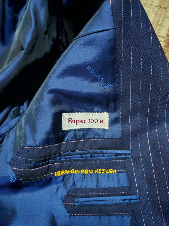 Traje D'Avenza Roma a mano a medida super 100s lana clásico azul marino 44R Foto 3 de 4