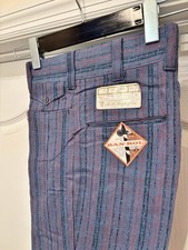 Vtg 1970s Striped Bell Bottoms Pants Size 29 Unhemmed NOS Flair HIPPIE Blue Pink