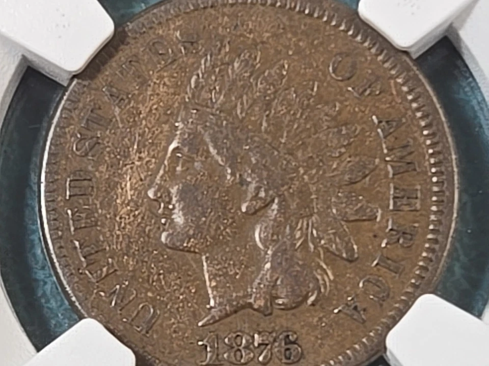 1876 Indian Head Cent Penny 1C NGC Graded VF 35 VF35 NICE TOUGH DATE NICE - Image 3 of 4