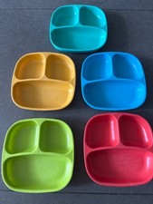 Re-Play Divided Plate Child Baby Toddler BPA Free Stackable Colors SET of 5