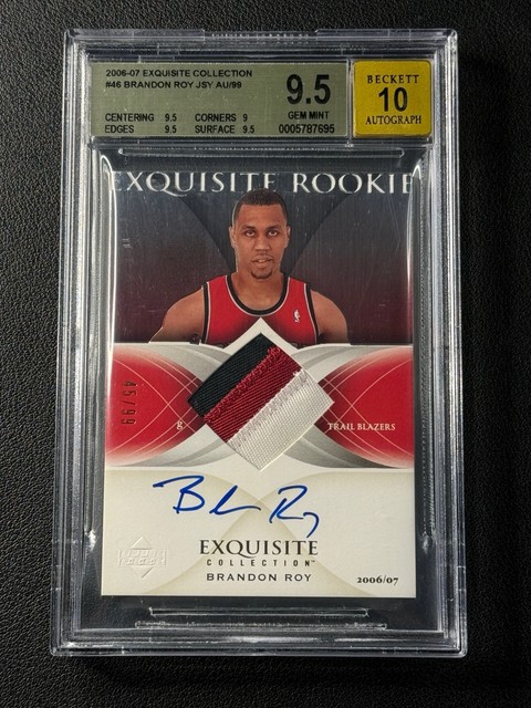 Brandon Roy BGS 9.5 2006-07 UD EXQUISITE #46 ROOKIE PATCH AUTO RPA RC /99 GEM