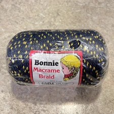 Bonnie Macramé Braid Craft Cord-Brass- (Navy/Gold) 6mm X 100Yds UPC 725879671006