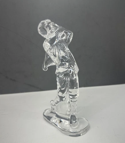 Waterford Crystal Golf Golfer Swinging Clear Made Ireland Signed Vintage Attire