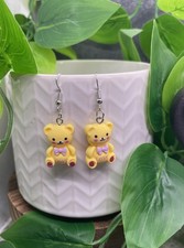 1.85  Silver-tone Teddy Bear Boho Drop Dangle Earring Set New Free Ship B7782