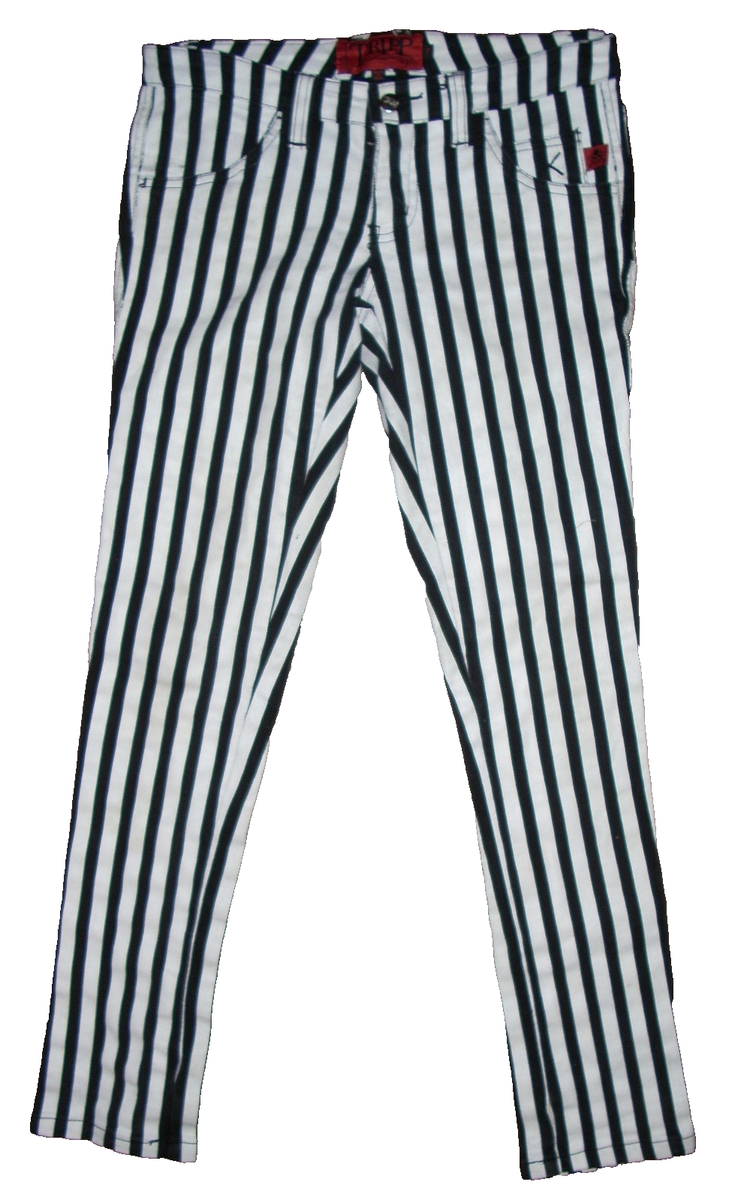 THETOE 【極美品】BATTERY STRIPE PANTS Low-Rise Tripp NYC Coated Vertical Striped Pants - Size 7