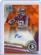 2023 Bowman Chrome University Sapphire JORDAN TRAVIS Orange AUTO Rookie RC 12/25