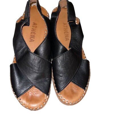 Ethan Valdes Womens Sandals Size 38 Black Pacific Leather Designer Shoe Footwear