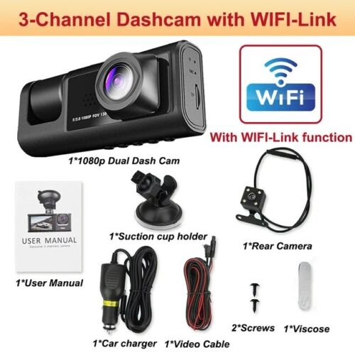 1080p Wifi Auto Dual Armaturenbrett Kamera vorne/hinten/innen G-Sensor Videoaufnahme Dual Cam - Bild 18 von 18