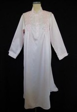 Vtg Collette Miss Elaine Nightgown S Flannel Back Satin Pink Smocked Embroidered