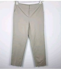 St. John Womens High Rise Pleated Front Straight Leg Dress Pants Beige Sz 8 Mgd