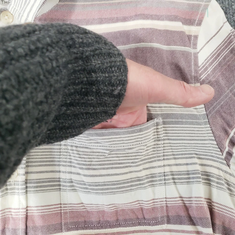 on the byas Camisa Abotonada Hombre Grande Manga Corta Rayas Bolsillo Foto 4 de 4