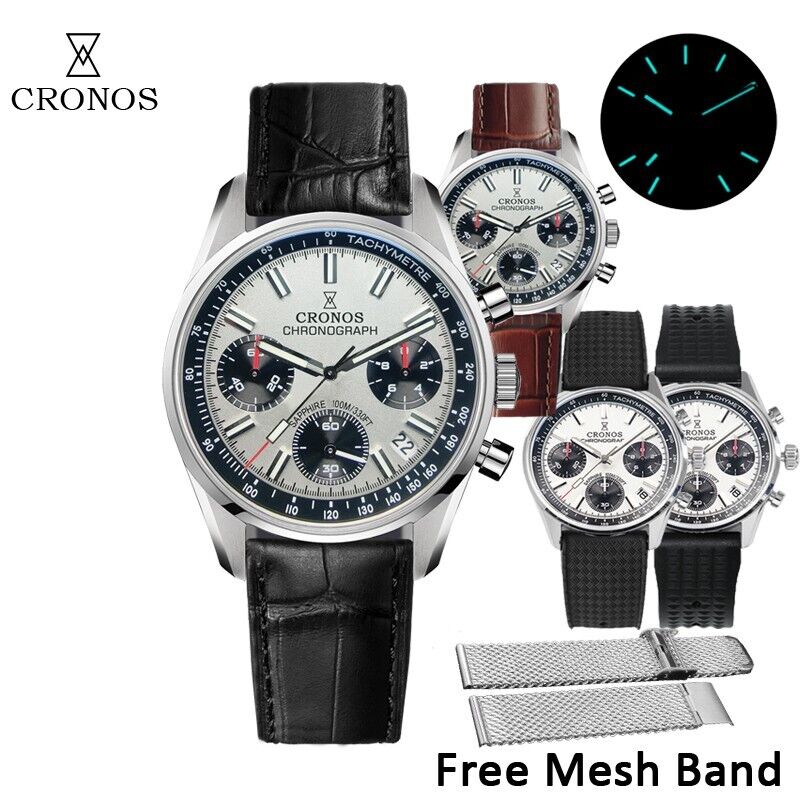 Cronos Chronograph Quartz Men Watch Miyota S620 Panda Dial Cronos Chronograph Quartz Men Watch Miyota S620 Panda Dial