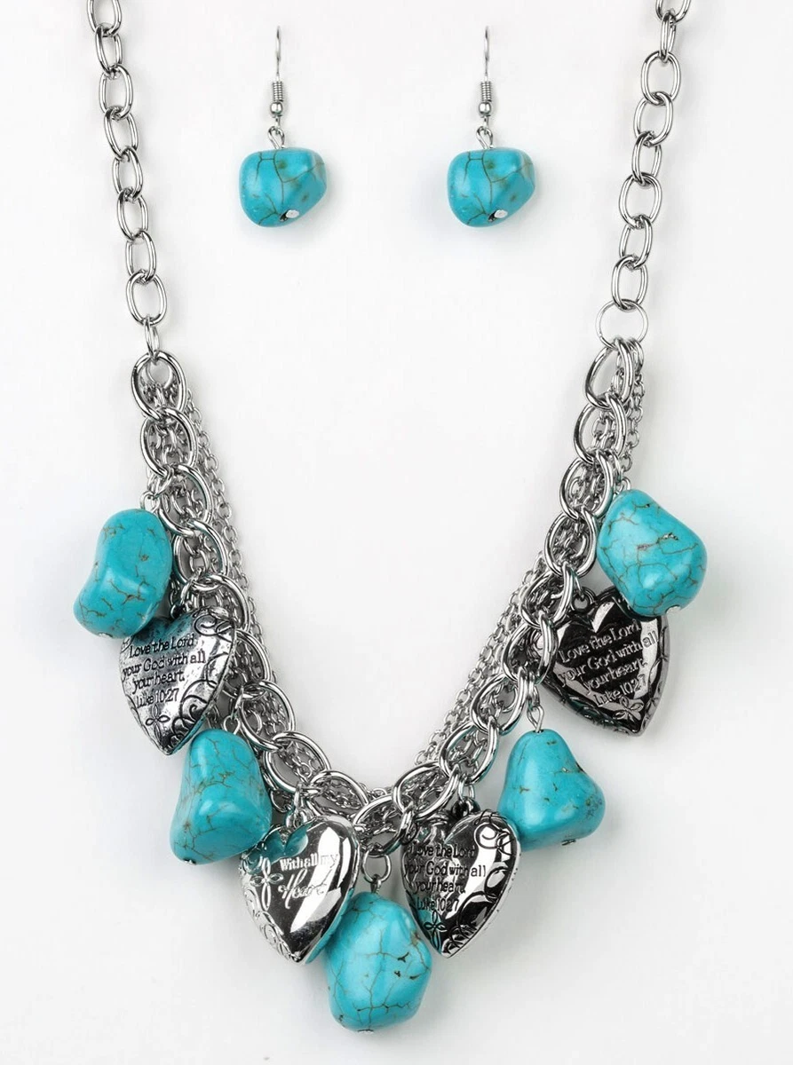 Change of heart blue necklace paparazzi deals
