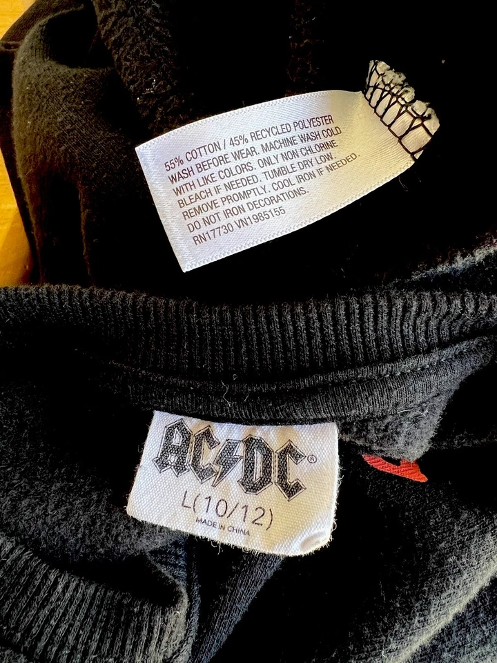 ACDC (2023) Oficial AC⚡️DC Sudadera Recortada Manga Larga Talla Pequeña (L 10-12) Foto 4 de 4