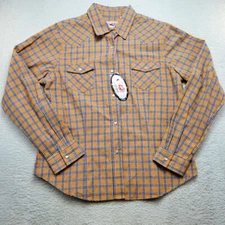 NEW Roper Orange Plaid Pearl Snap Western Cowgirl Shirt Women's Large NWT