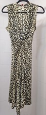 Jung Kim USA Leopard Cheetah Pattern Circle Button Detail Long Dress Large