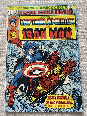 Marvel Double Feature #1 Captain America Iron Man Cents 1973 FN+