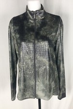 CHICO'S Travelers women Size 1 Metallic gray silver jacket