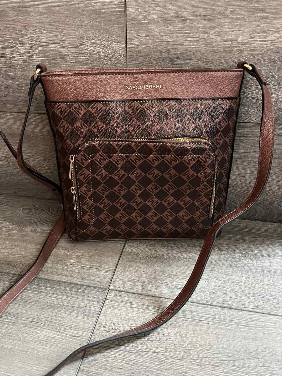 Isaac Mizrahi Live! Multi Pouch Signature Crossbody Cognac