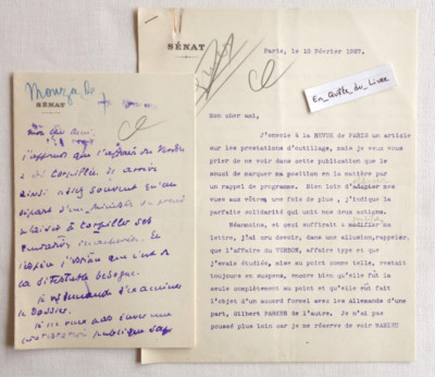 L.A.S. Konvolut + L.S Anatole de Monzie (1876-1947) Autogrammbrief an André Tardieu