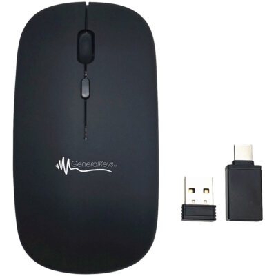 GeneralKeys USB Maus: Flache Akku-Mini-Maus mit Bluetooth 5.2 & 2.4 GHz, schwarz