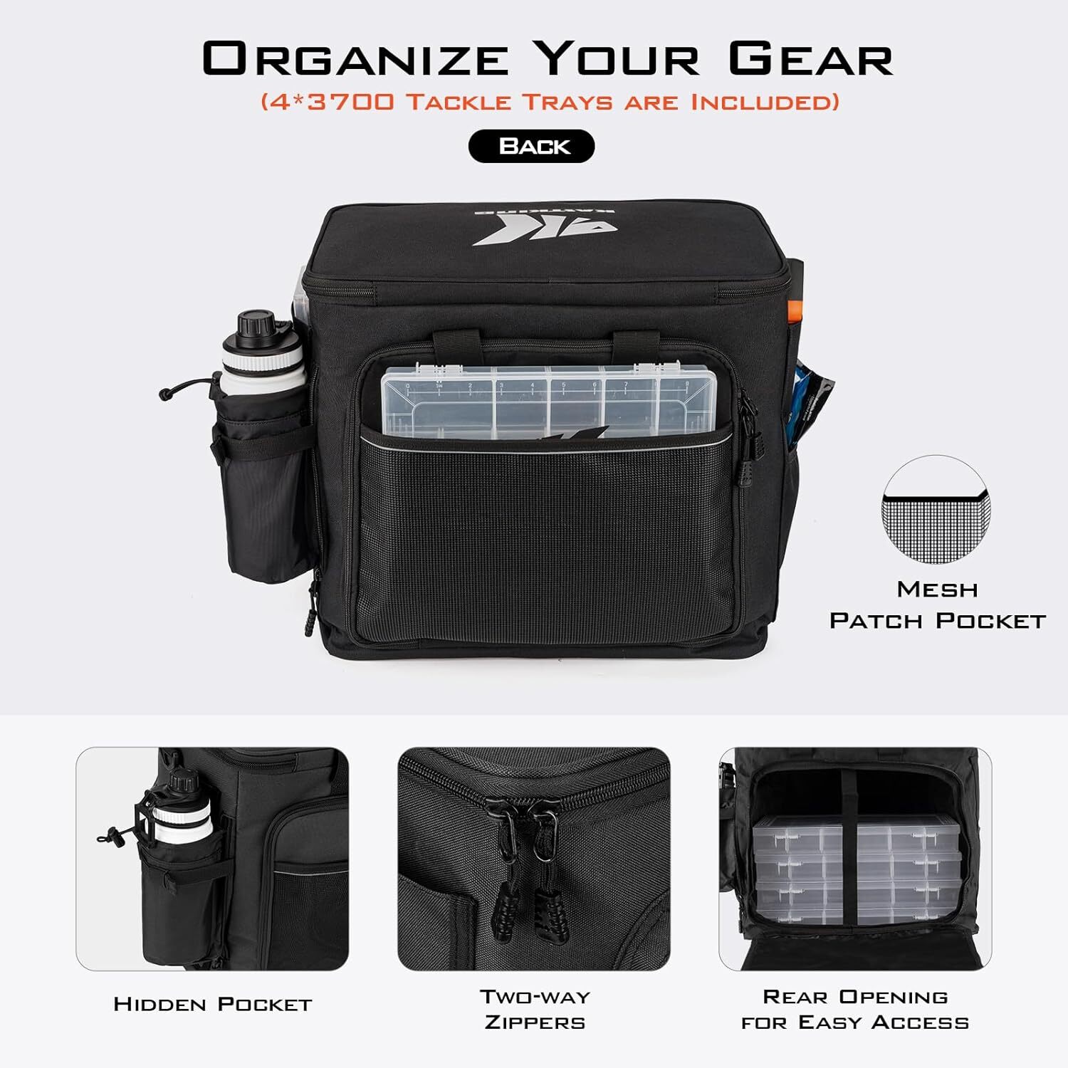 KastKing Karryall Tackle Bags Fishing With 4 * 3600 /3700 Tackle Trays Storage