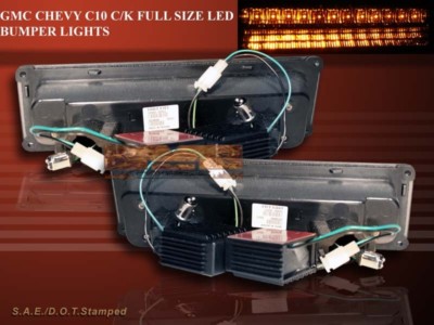 LED Bumper Signal Lights For 1988-1998 Chevy GMC C/K 1500 2500 – Black Housing, Clear Lens, Pair