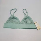 Lively Women Bra Medium Green Long Lined Lace Bralette Unlined Wireless NWT