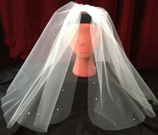 New 1T Elegant Ivory Rhinestones Cut Edge Length Wedding Veil With Comb