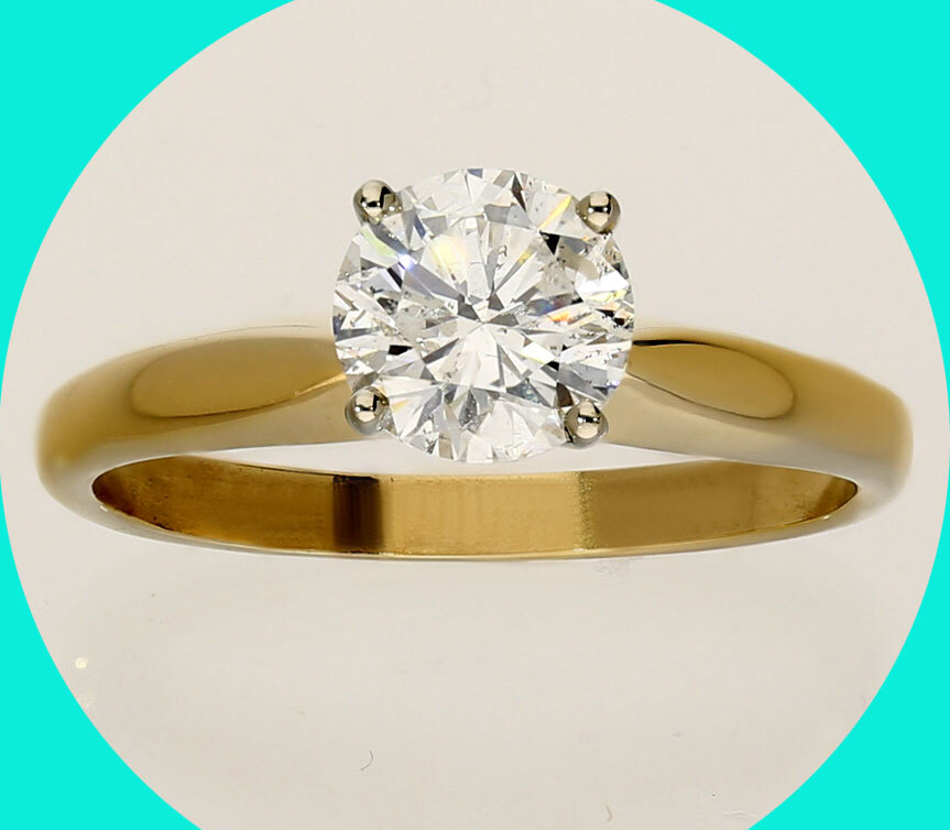 F Color Diamond Solitaire Engagement Ring Round Brilliant