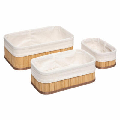 5Five Simply Smart Aufbewahrungskorb-Set 3-tlg., Körbchen, Bambus, Polyester