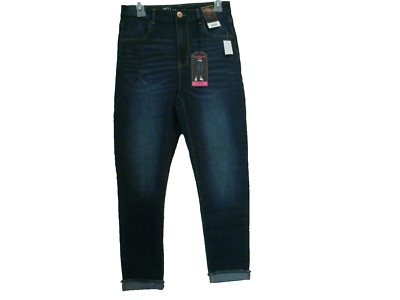 NO BOUNDARIES SUPER HIGH RISE CROP JUNIOR'S JEANS DARK WASH SIZE (11) (NEW)
