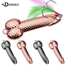 5 Pcs Spoon Baits Black/Rose-gold Metal Spinnerbait with Feather Hook 3g~36g