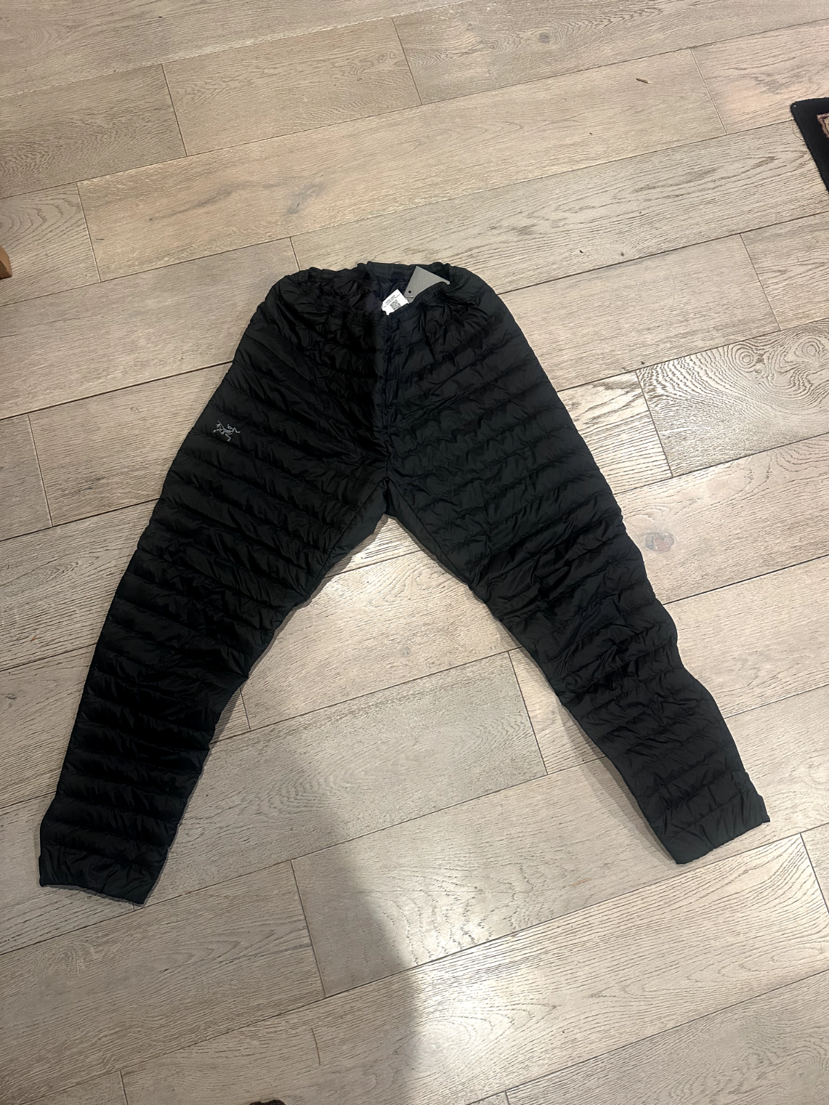 ARC'TERYX Pantaloni Arcteryx Cerio 850 imbottitura piuma d'oca nuovi con etichette taglia M R neri