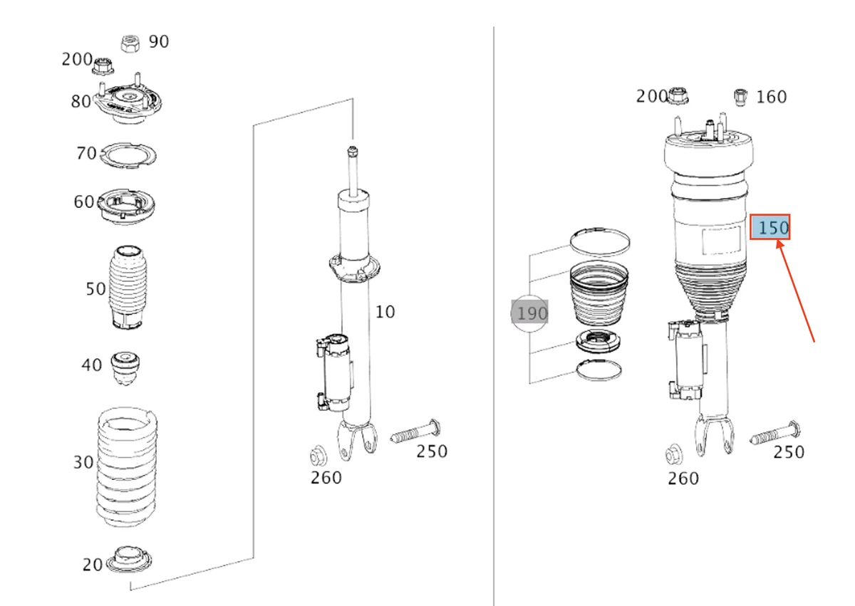 MB E Coupe C238 AM Front Right Air Suspension Strut A2383208601  