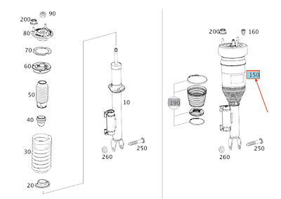 MB E Coupe C238 AM Front Right Air Suspension Strut A2383208601  