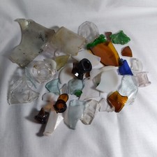 Old Broken Glass Pieces Crafts Mosaic Depression Glass 1 Pound 5 Ounces Assorted