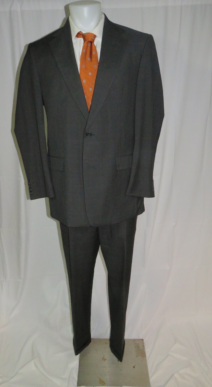 Burberrys' Prorsum Moss Gray Plaid Vintage Two Button Suit 41L