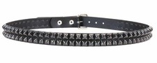 2 Row 1/2" Gunmetal Pyramid Belt Genuine Cowhide