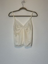 Vintage Womens Size 36 Ivory Cami Top Lace Trim Union Label USA