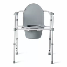 3in1 Adult Toilet Seat Potty Chair Folding Commode Bedside Portable Gray 350 Lbs