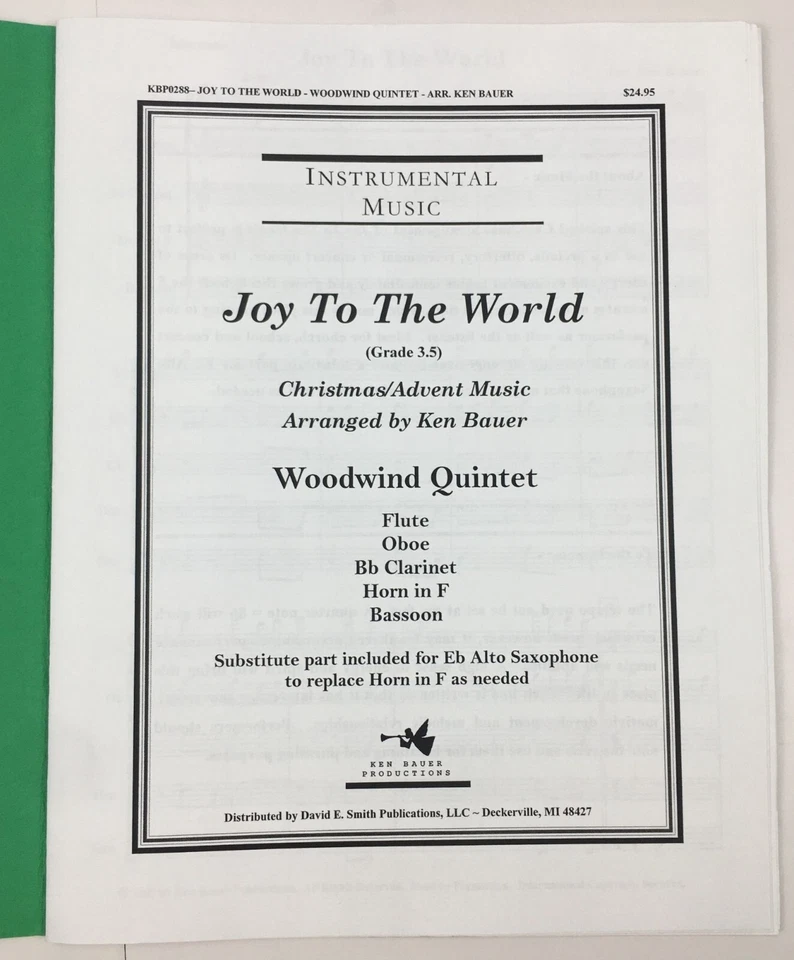 Joy To The World Christmas Advent Sheet Music Woodwind Quintet by Ken Bauer - Image 2 of 4