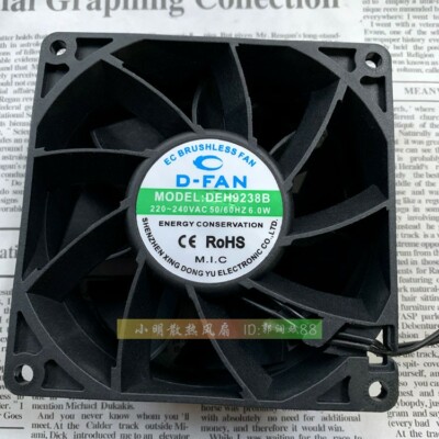 D-FAN DEH9238B 9038 9CM 220 ~ 240v 6.0W chassis cooling fan