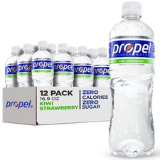 Propel Flavored Water with Electrolytes, Kiwi Strawberry, 16.9 fl oz, 12 Pack