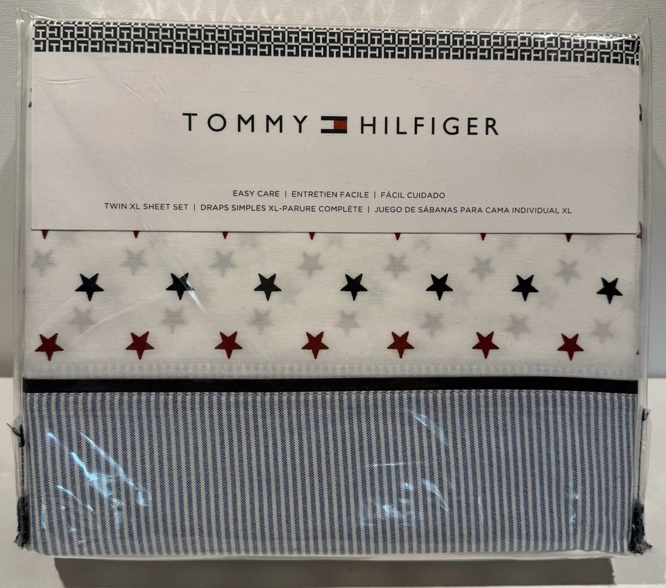 TOMMY HILFIGER Union Stars Red White Blue TWIN XL Sheet Set Cowboy Western NIP - Image 4 of 4
