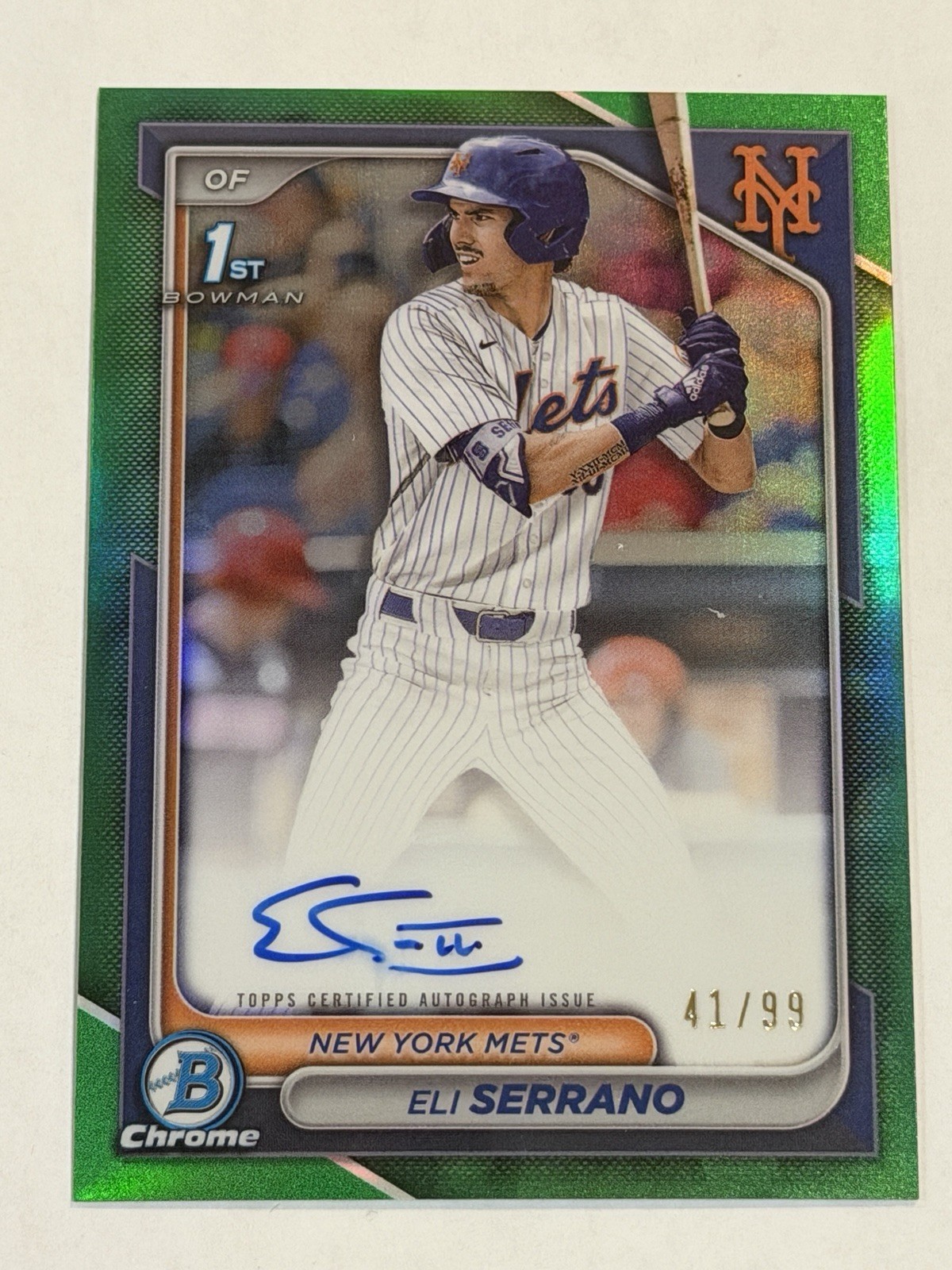 2024 Bowman Draft Eli Serrano Chrome Auto Green  Refractor 1st /99 Mets