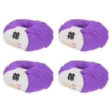 Cotton Yarn, Soft Knitting Yarn 4 Packages of 200g/7.05oz/ Purple