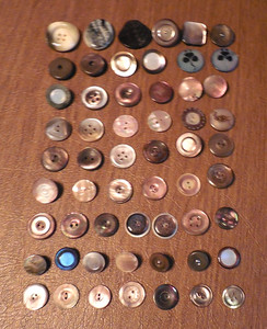 Antique Vintage Lot of 57 MOP Shell Buttons-Smokey Grey and Brown-Smal to Medium
