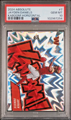 2024 PANINI ABSOLUTE JAYDEN DANIELS #16 KABOOM! ROOKIE CARD PSA 10 RC COMMANDERS